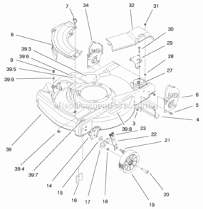 Housing Assembly Diagram and Parts List for 9900001-9999999 - 1999 Lawn Boy Lawn Mower